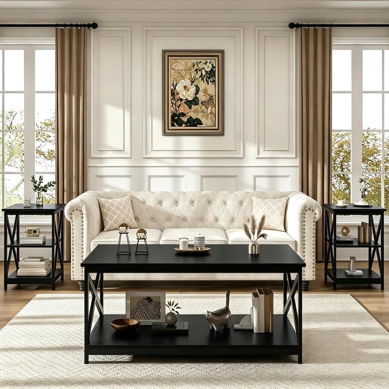 Meteorleg Wood 3-Piece Living Room Table Set - X-Design Coffee