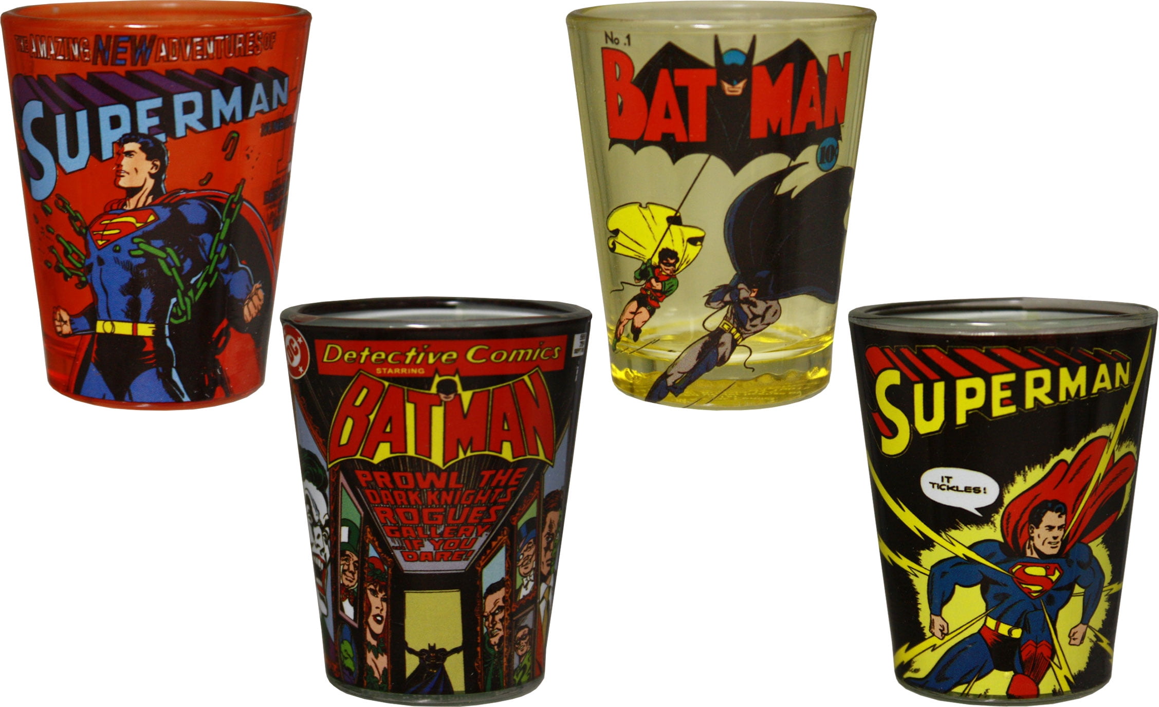 DC comics superhero shot glasses