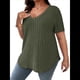 thumbnail image 2 of Blusas Casuales de Talla Grande para Mujer, Cuello en V, Color Liso, Ligeras y de Corta. Verde 4XL, 2 of 9