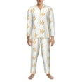 thumbnail image 3 of Fuzoiu Wheat Print Men's Long-Sleeved Pajama,Lounge Button Down Nightwear,Mens Notch Collar Pajama Set -Large, 3 of 7