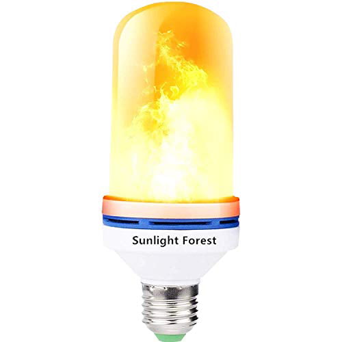 OMK 1Pack Newest Upgraded 4 Modes Orange Flickering Fire Simulated Lamps LED Flame Effect Fire Light Bulbs 6W Energy Efficient Fire Lights for Indoor/Outdoor Decoration E26 Base LED Bulb 