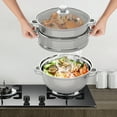 thumbnail image 2 of 3-Tier Stainless Steel Steamer 12.8in Cooking Steam Pot Silver Multi-layer Food Steamer Pot with Transparent Lid, Encrypted Steaming Holes Ideal for Steaming Various foods on the Top Tier, 2 of 10