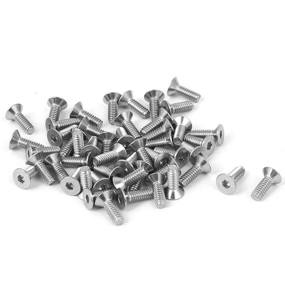 Uxcell M2x6mm Stainless Steel Hex Socket Flat Head Countersunk Bolts Screw (50-pack)