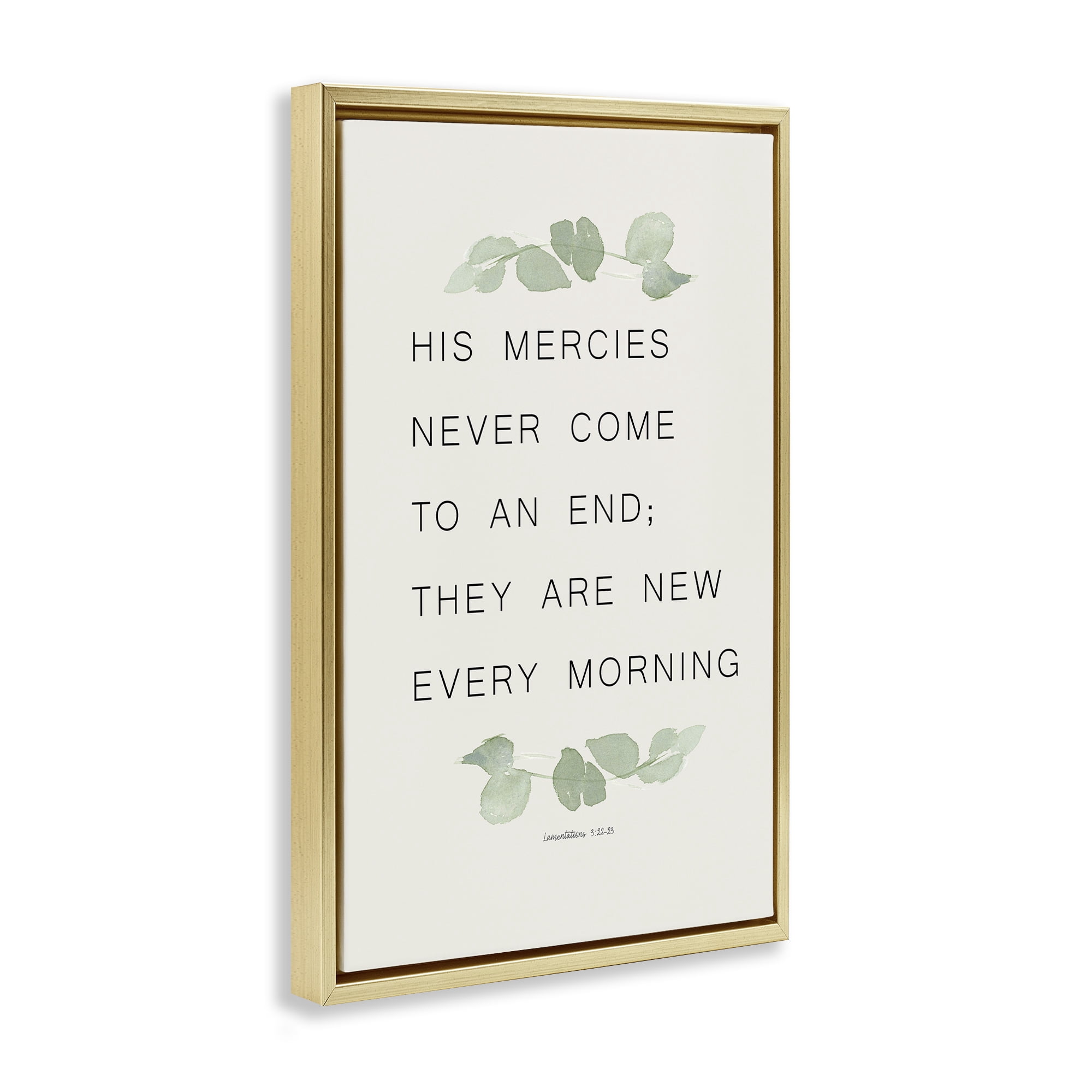 Stupell Industries Mercies New Every Morning Gold Framed Floater Canvas Wall Art, design by Lucille Price