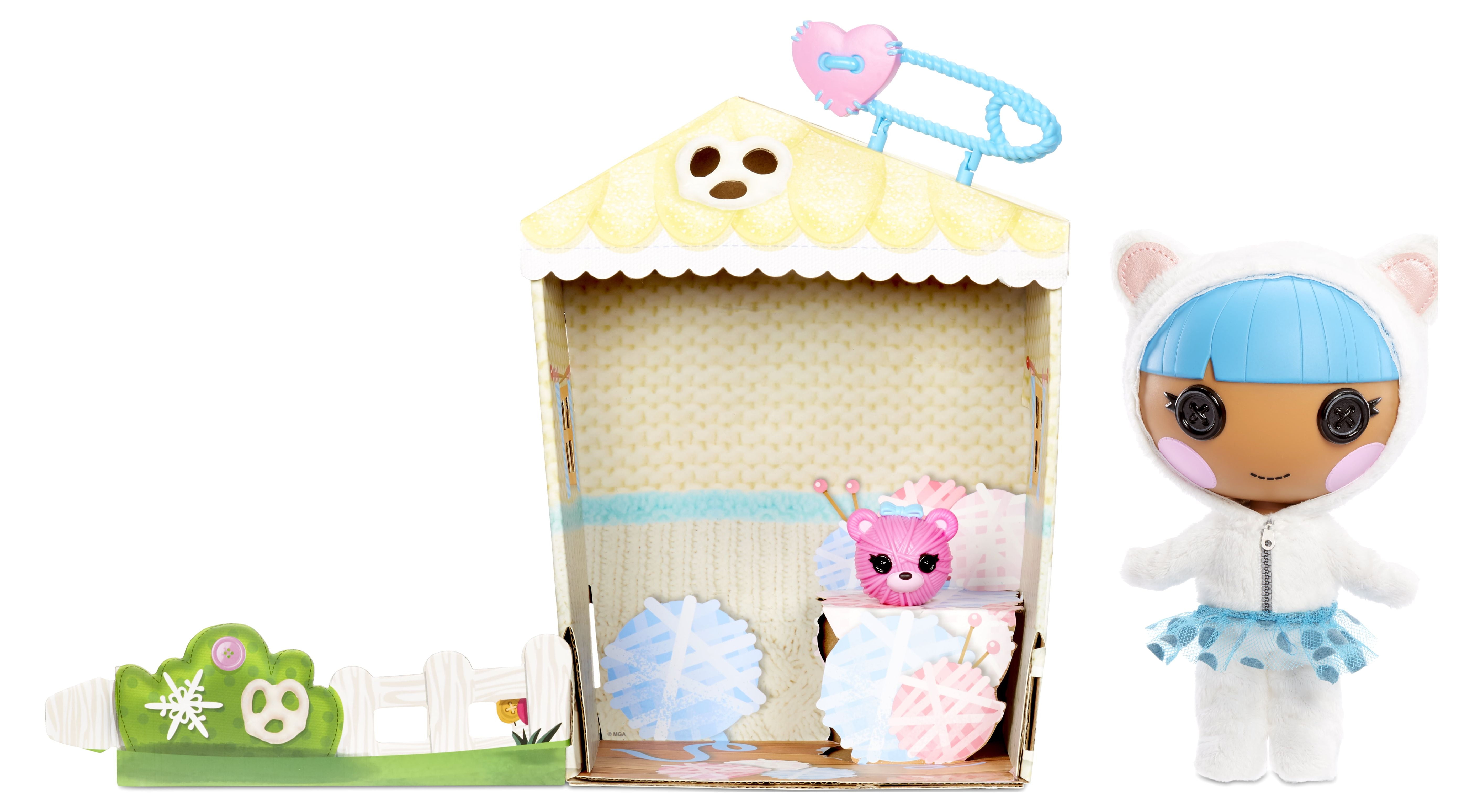 Lalaloopsy Littles Doll Bundles Snuggle Stuff with Pet Bear Playset Package, 7" Winter-Themed Doll with Changeable Blue and White outfit in Reusable Play House, Toys for Girls Ages 3 4 5+