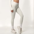 thumbnail image 7 of Women's High Waist Seamless Full-Length Leggings with Compression Fit Stretch Fabric and Minimal Logo Detail - Off White, Medium, 7 of 7