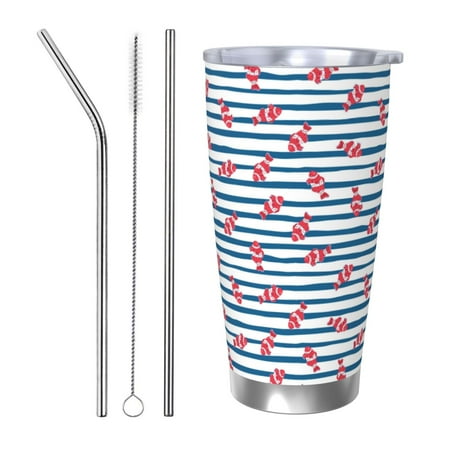 

Salouo Clown Fish Print 20oz Tumbler with Lid Stainless Steel Vacuum Insulated Tumbler Durable Insulated Coffee Mug Thermal Cup with Splash Proof Sliding Lid-Straw Three-piece Set