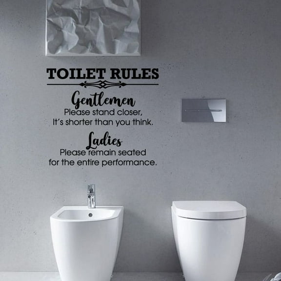 Toilet Rules Gentlemen Ladies - Bathroom Vinyl Wall Art Sticker Decal Home Bathroom Rest Room Comfort Room Toilet Signage Ladies Gentlemen Toilet Room Wall Design ?Rules Reminders Size (24x40 inch)