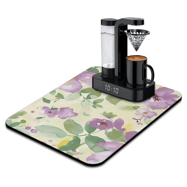 Absorbent Floral Dish Drying Mat - Decorative & Practical Addition to Your Kitchen - Reversible Design