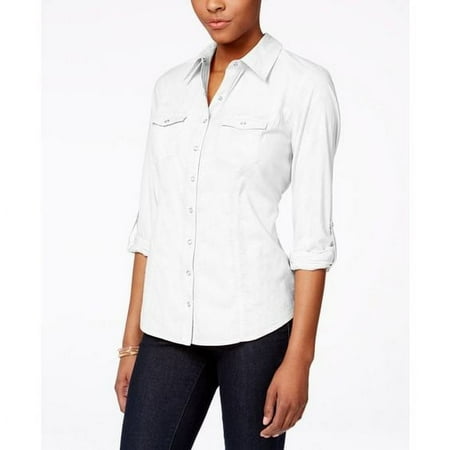 Style & Co Petite Utility Shirt Bright White PM
