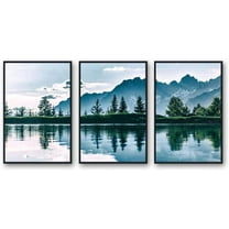 IDEA4WALL Framed Wall Art Print Set High Contrast Mountain & Lake Reflection Nature Wilderness Photography Realism Rustic Scenic Colorful Ultra for Living Room, Bedroom, Office - 16"x24"x3 Black