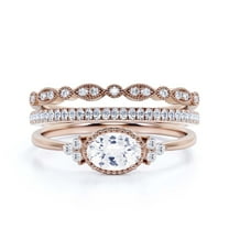 Gorgeous Art nouvea 2.40 Carat Oval Cut Diamond Moissanite Affordable Engagement Ring, Moissanite Wedding Ring, Two Matching Band in 10k Solid Rose Gold Gift For Her, Promise Ring, Anniversary Gift