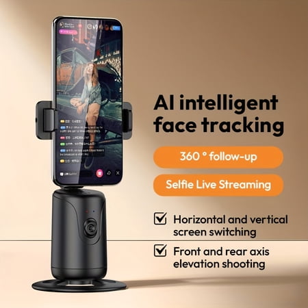 AI Face Tracking Tripod with Gesture Control & Remote Selfie Stick - Foldable Smart Photography Stand No App Needed for Vlogging Live Streaming Travel