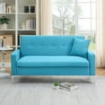 thumbnail image 2 of Aukfa Loveseat Sofa Couch with Storage Underneath, Small Couch for Bedroom, Living Room, Dorm, Blue, 2 of 8