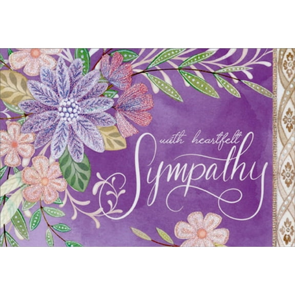 Pictura Corner Flowers in Corner on Purple Nicole Tamarin Patchwork Sympathy Card