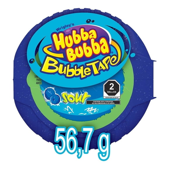 Goma de mascar Wrigleys Hubba Bubba sabor frambuesa azul ácida 56.7 g
