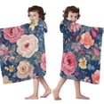thumbnail image 4 of Pioneer Flower Floral Print Pattern Hooded Bath Towel，50"x30" for Ages 3 To 12 Kids, Quick Dry Lightweight Soft Microfiber Hood Beach Towel Cover Up for Kids, 4 of 7