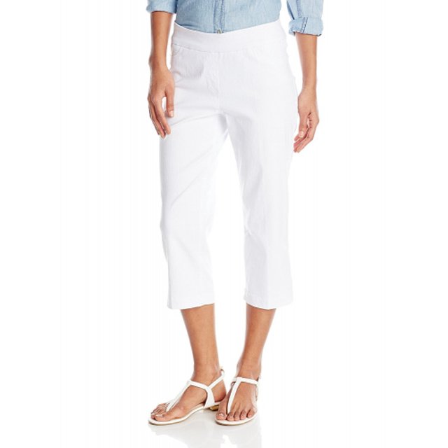 (16 UK, Blanc) - SLIM-SATION Capri à Grand Bande pour Femmes avec Contrôle du Ventre
