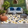 thumbnail image 2 of Botanical Flowers Outdoor Rug for Patio/Deck/Porch, Non-Slip Large Area Rug 5 x 8 Ft, Farmhouse Yellow Gray Floral Plants Indoor Outdoor Rugs Washable Area Rugs, Reversible Camping Rug Carpet Runner, 2 of 8