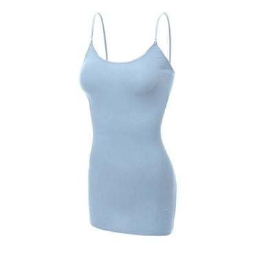 Essential Basic Women's Basic Casual Long Camisole Cami Top Regular Sizes - Pastel Blue, S