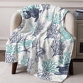 thumbnail image 6 of Navy Blue Green Grey Coastal Throw Blankets, Ocean Animals Pattern Soft Fleece Blanket Decorative for Home Sofa Couch Chair Living Bedroom, 32x48 Inches,, 6 of 8