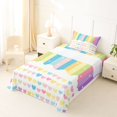 thumbnail image 3 of Manfei Cute Rainbow Stripe Twin Sheets, Sweet Love Heart Bedding, Cream Yellow, 3pcs, 1 Flat Sheet, 1 Fitted Sheet and 1 Pillowcase, 3 of 6