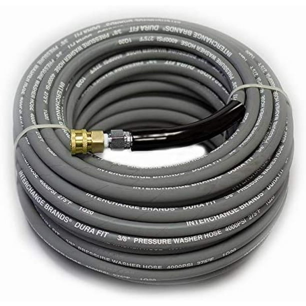 100 ft 3/8" Gray NonMarking 4000psi Pressure Washer Hose With Quick