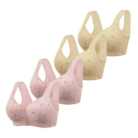 Black of Friday Deals!Clearance Staron 4PC Women s Bras No Underwire Front Closure Bra Comfortable Stretch Bra Wireless Solid Color Bras Plus Size Bra