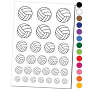 Volleyball Sport Water Resistant Temporary Tattoo Set Fake Body Art Collection - Black