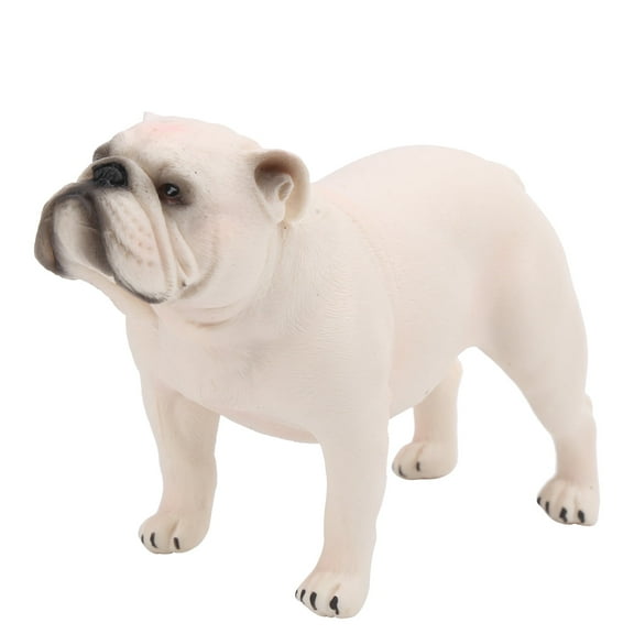 Realistic Dog Figurine 5.1" Plastic Bully Dog Miniature Dog Figurine Realistic Lifelike for Home Decoration, Puppy Dog Model Collection White