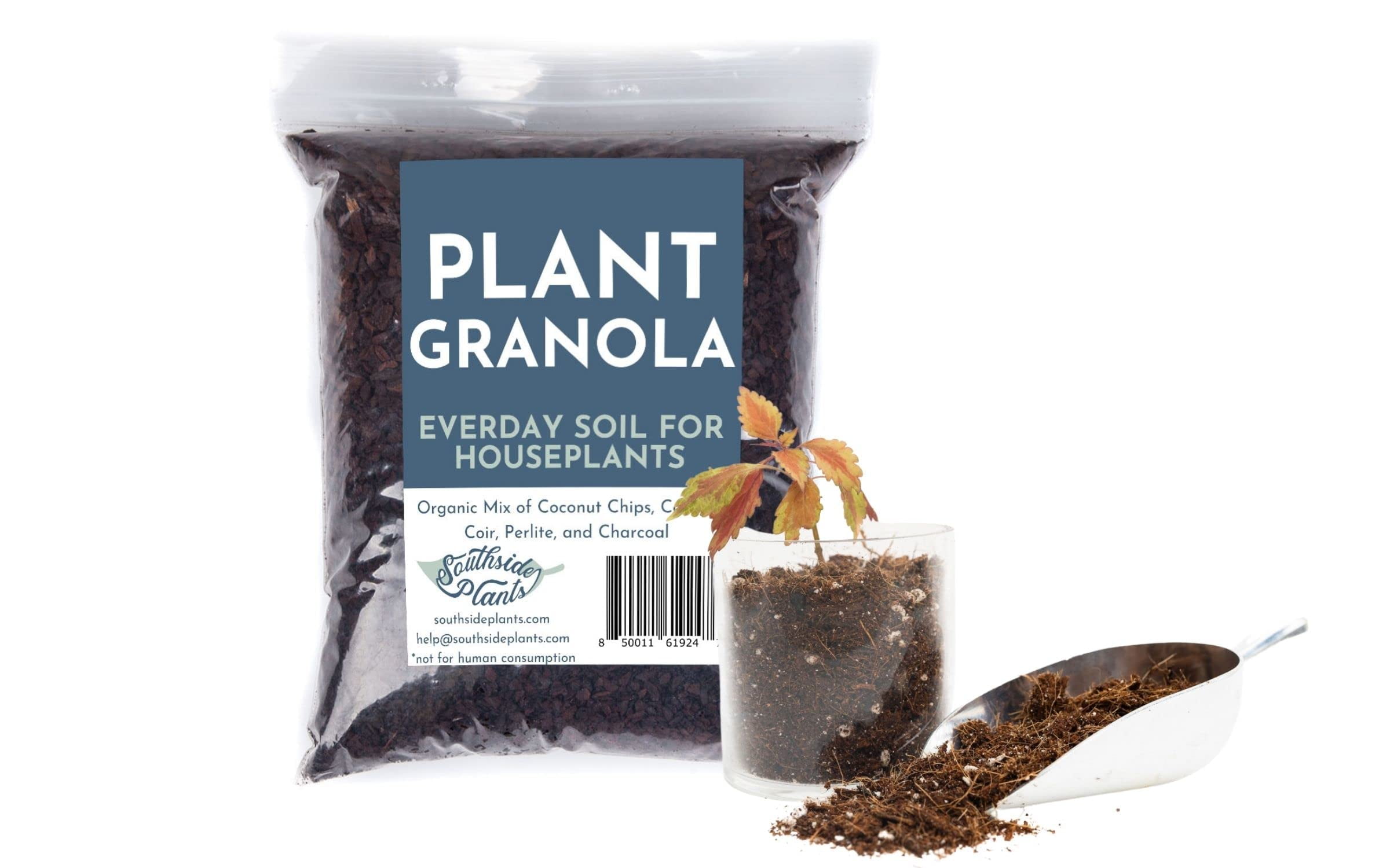 Plant Granola - 1 gallon Everyday soil for everyday houseplants Organic Coconut Chips, Coir, Horticultural Charcoal, and Chunky Perlite