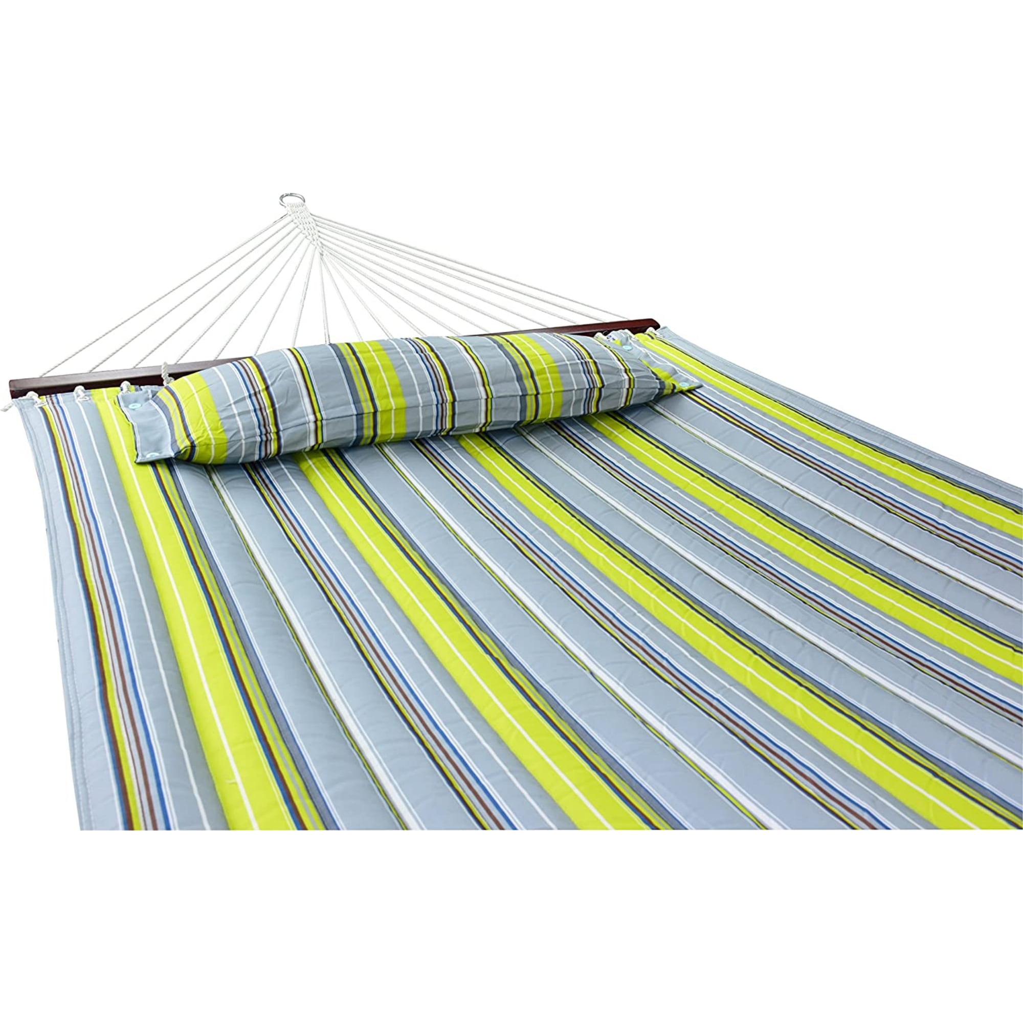 Sorbus Hammock with Spreader Bars & Pillow, Heavy Duty 450 lb, 2-Person, Green/Blue, Indoor/Outdoor