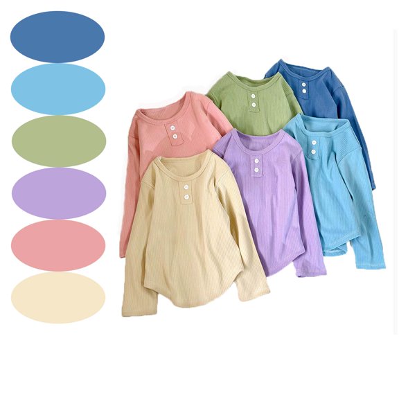 Hvobtty Toddler Girls T-shirts, Toddler Fall Tops, Children's Base Shirt Round Neck Long Sleeved Top Clothes Girls' Warm Underwear Boys' Stylish Top Beige 3-4 Years