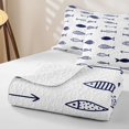 thumbnail image 4 of Manfei Doodle Ocean Fish Quilt King, Rustic Arrow King Coverlet Set, Navy White, 3pcs, 1 Bedspread and 2 Pillowcases, 4 of 7