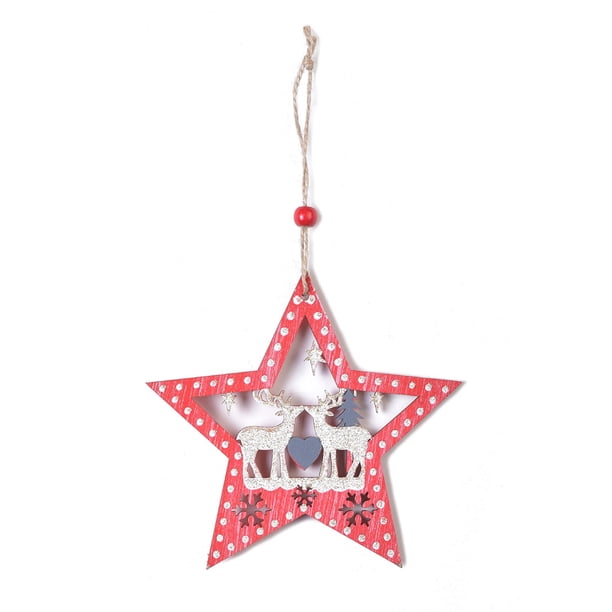 Inteprter Colgante de Diseño hueco Estrella Árbol de Navidad Adornos colgantes Placa Puerta Letrero Colgador Decoración Hogar Boda Regalos de Kits de decoración para fiestas Estrella Inteprter HA069600-03