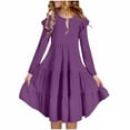 thumbnail image 2 of SERTG Kids Long Sleeve Casual Mesh Dress Spring Fall Fashion Skirt Princess Party Gown Elegant Performance for Children 3-9 Years(Wine,14 Years), 2 of 7