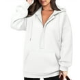 thumbnail image 2 of Short Sleeve Sweatshirt Women Full Zip Clearance Tops Women Hooded Long Sleeve Zipper Solid Cardigan Hoodies Sweatshirt With Pocket, 2 of 9