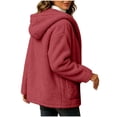 thumbnail image 6 of Fewfanhot Womens Clothes Fleece Sherpa Fuzzy Winter Warm Coat Hooded with Pockets Zip-Up Casual Top, 6 of 8