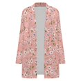 thumbnail image 4 of Women's Plus Size Pink Ditsy Floral Cardigan, Long Sleeve Open Front Tunic with Pockets, 4 of 8