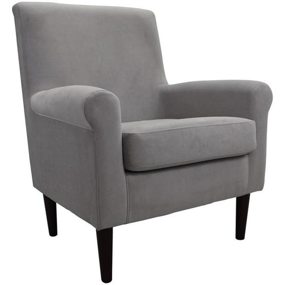 Pemberly Row 17.5"H Fabric Rolled Arm Lounge Chair in Gray Finish