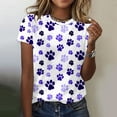 thumbnail image 2 of Otvok Tops for Womens Dog Paw Print Short Sleeve Funny Round Neck T-Shirt Blouses, 2 of 6
