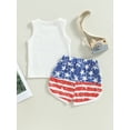 thumbnail image 5 of Yunliwuli Toddler Boys Summer Outfit Sets White Sleeveless Letter Print Vest + Stars Striped Drawstring Shorts, 5 of 9