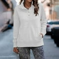 thumbnail image 2 of Gibobby Sudadera con forro polar Mujer Sudadera sin capucha de manga larga de color sólido con botón de bolsillo para mujer para la temporada de otoño e invierno (Blanco, XL), 2 of 4