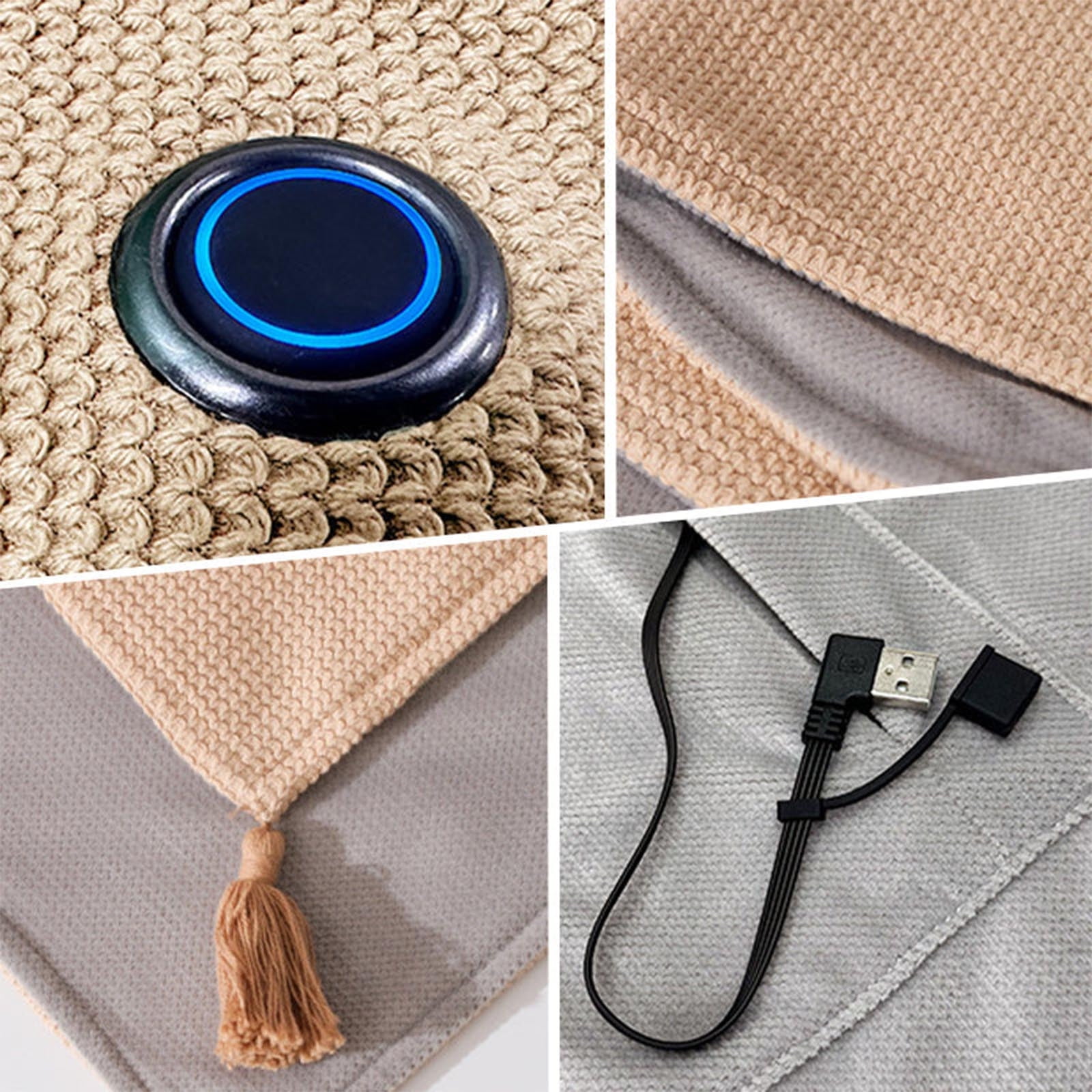 Portable Heated Shawl,USB Heated Travel Blanket With Zipper,Wearable Heated Throw Blanket Shawl（59*27.56Inch）
