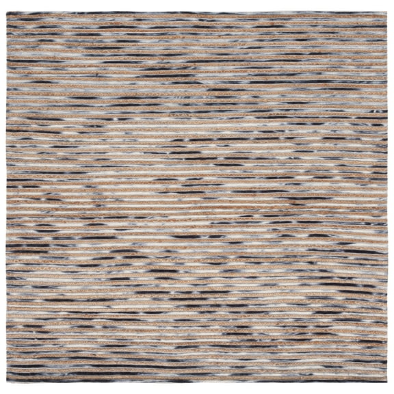 SAFAVIEH Marbella Stanley Striped Area Rug, Natural/Grey, 6' x 6' Square