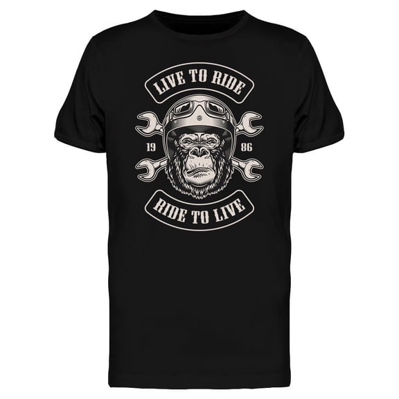 Live To Ride Gorilla Rider T-Shirt Men -Image by Shutterstock, Male 3X-Large