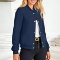 thumbnail image 6 of Women's Fall Winter Long Sleeve Stand Collar Shacket Coat Jacket With Side Pockets Lightweight Warm Casual Daily Wear Travel Loungewear Versatile Layering Piece | CSEONE,Dark Blue XL, 6 of 9