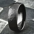 thumbnail image 2 of Tungsten Rings for Men Wedding Bands for Him 8mm Black Hammered Comfort Fit, 2 of 4