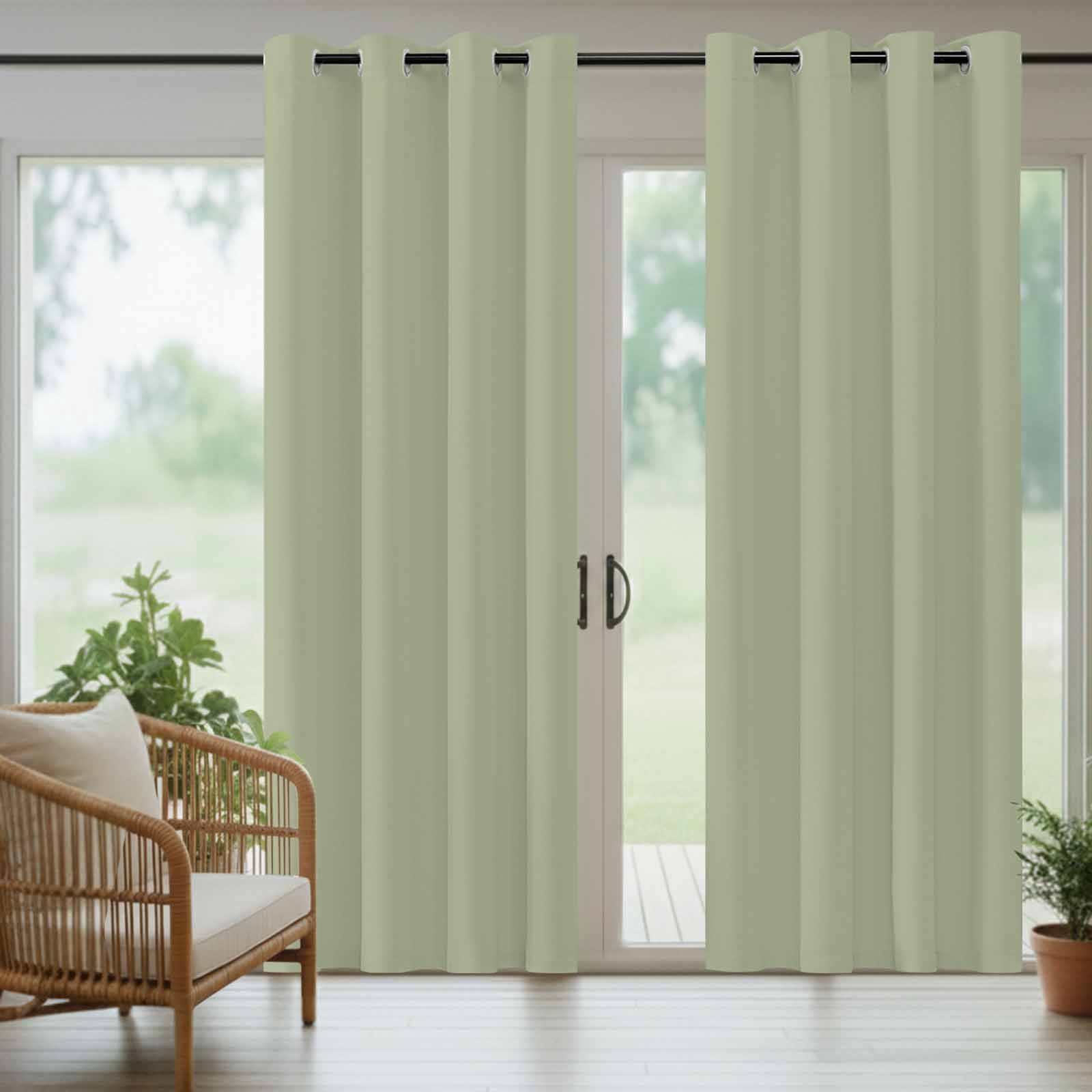 Sage Green Outdoor Curtains for Patio Waterproof, Windproof Privacy Curtains with Weighted Bottom, Farmhouse Sage Green Decor Outside Drapes for Picnic Garage Backyard Cabana 54"x95" 2 Panel