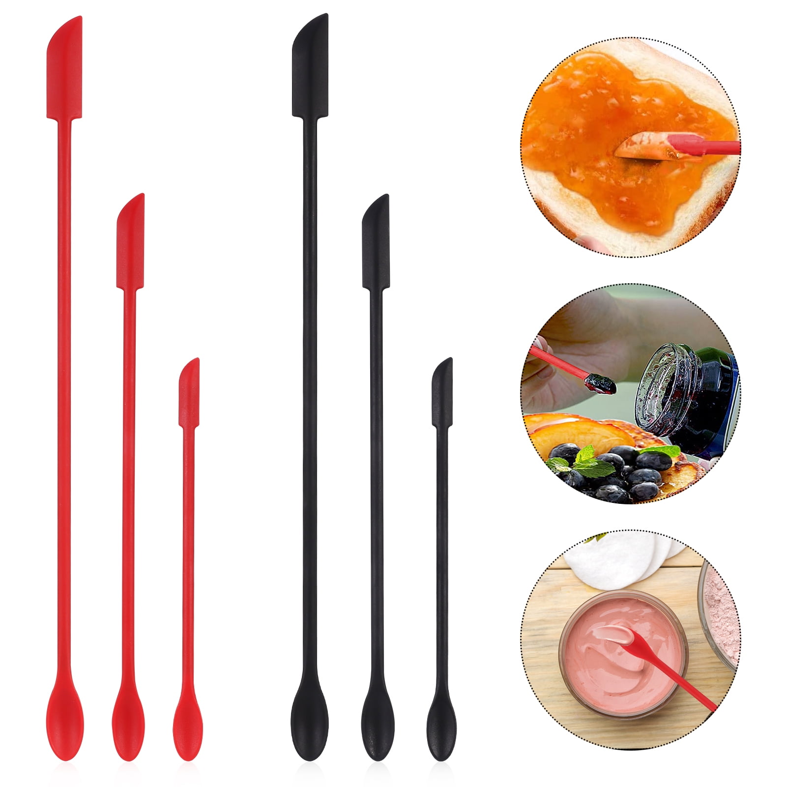 HEQUSIGNS 6Pcs Mini Silicone Spatula, Cosmetics Makeup Scraper, Kitchen